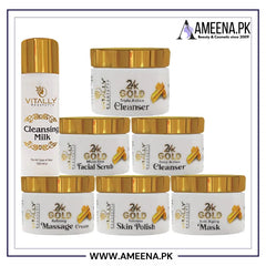 Vitally Gold 6 Steps Facial Set with  Free Gift CLeansing Milk 120gm