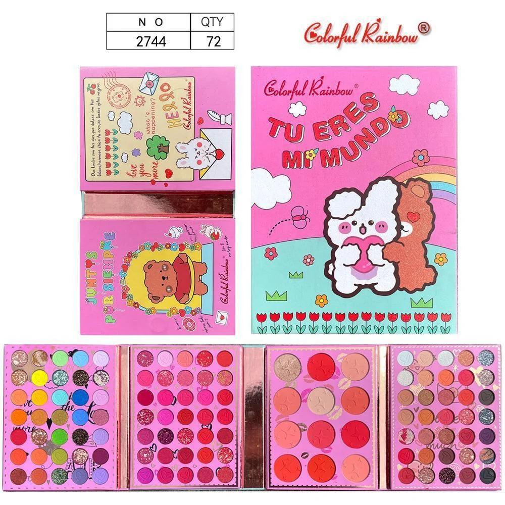 Colorful Rainbow 4 Fold 72 Colors Blusher, Eyeshadow and Highlighter Kit