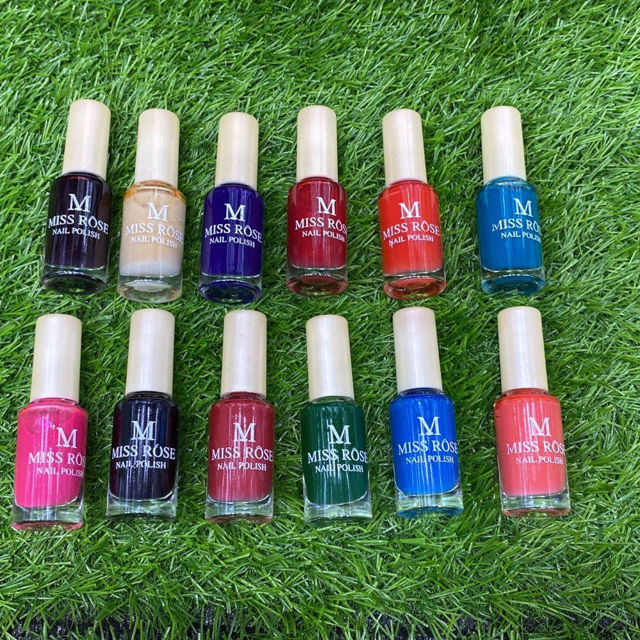 Miss Rose Permanent Nail Polish – Pack of 12