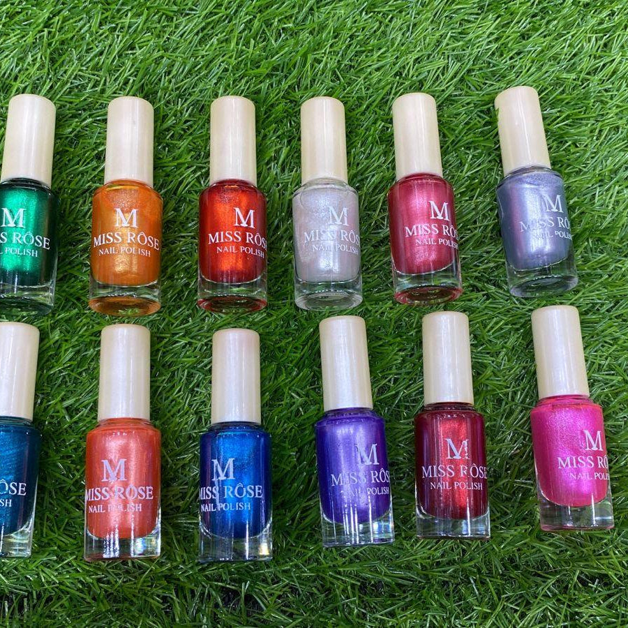Miss Rose Permanent Nail Polish – Pack of 12
