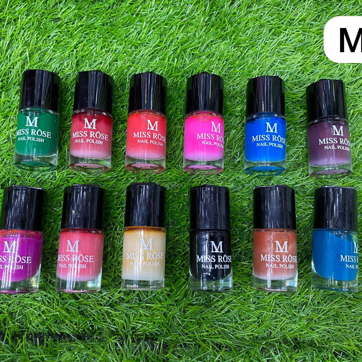 Miss Rose Permanent Nail Polish – Pack of 12