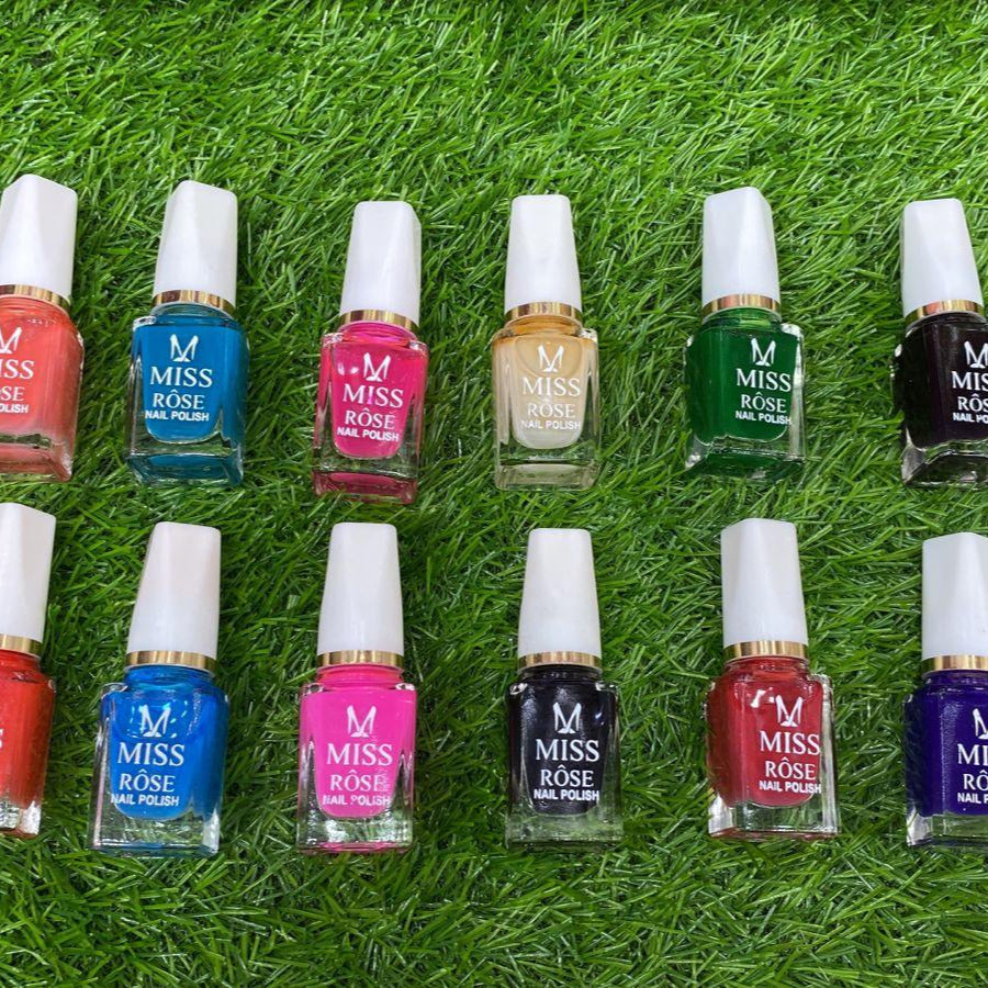 Miss Rose Permanent Nail Polish – Pack of 12